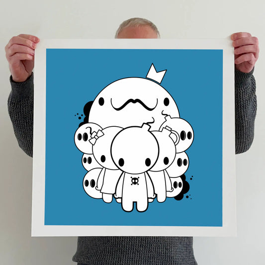 Ran holding a "We are the bomb" print