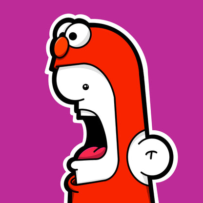 The Shouter in an Elmo costume