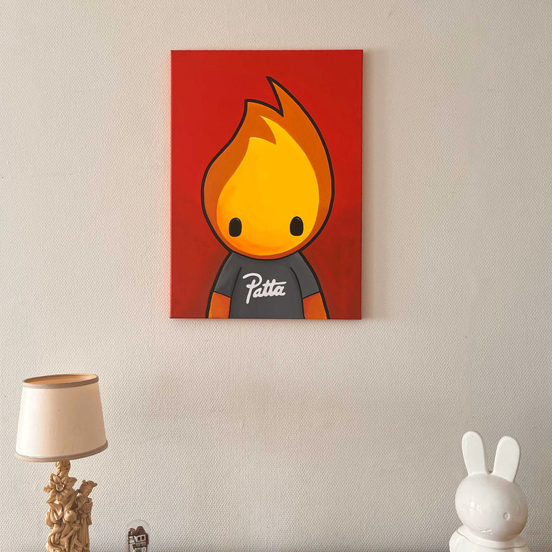 Freddy wearing a Patta shirt painting by Ran Kunst - sold