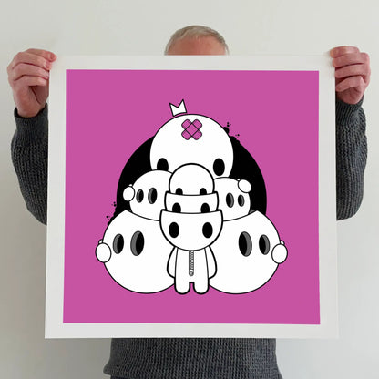 Ran holding a "Free your mind" print 