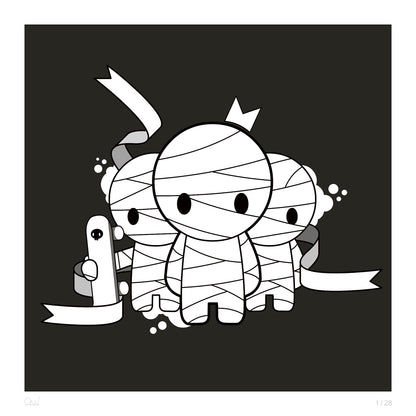 Mummies with skateboards print signed