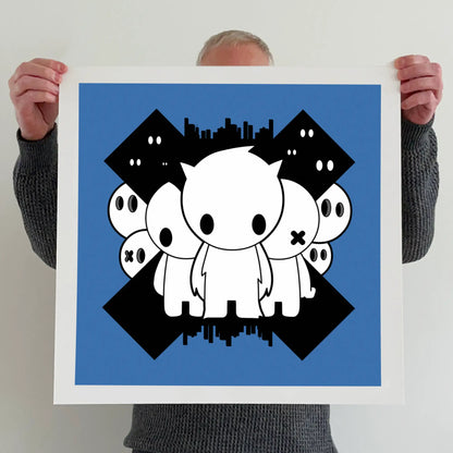 Ran holding a "The freaks come out at night" print 
